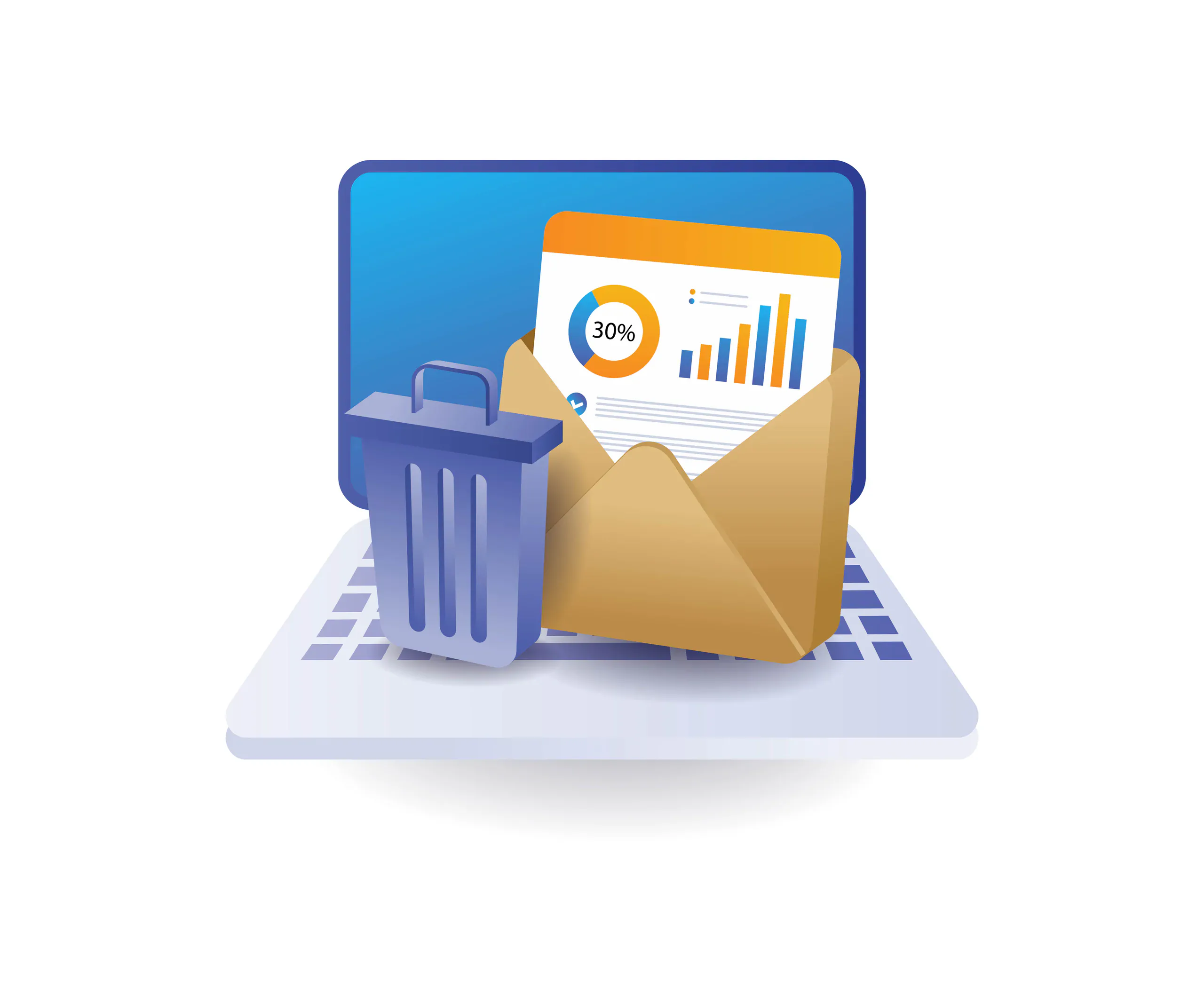 Computer email data trashed